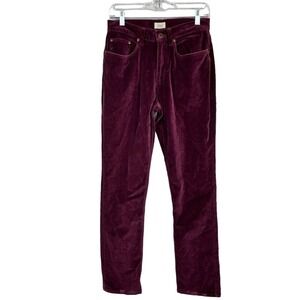LL Bean Maroon Velvet Mid Rise Straight Pants Size 6 TALL